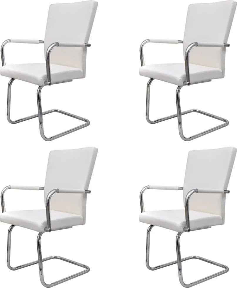 vidaXL Scaune de bucătărie consolă, 4 buc., alb, piele ecologică