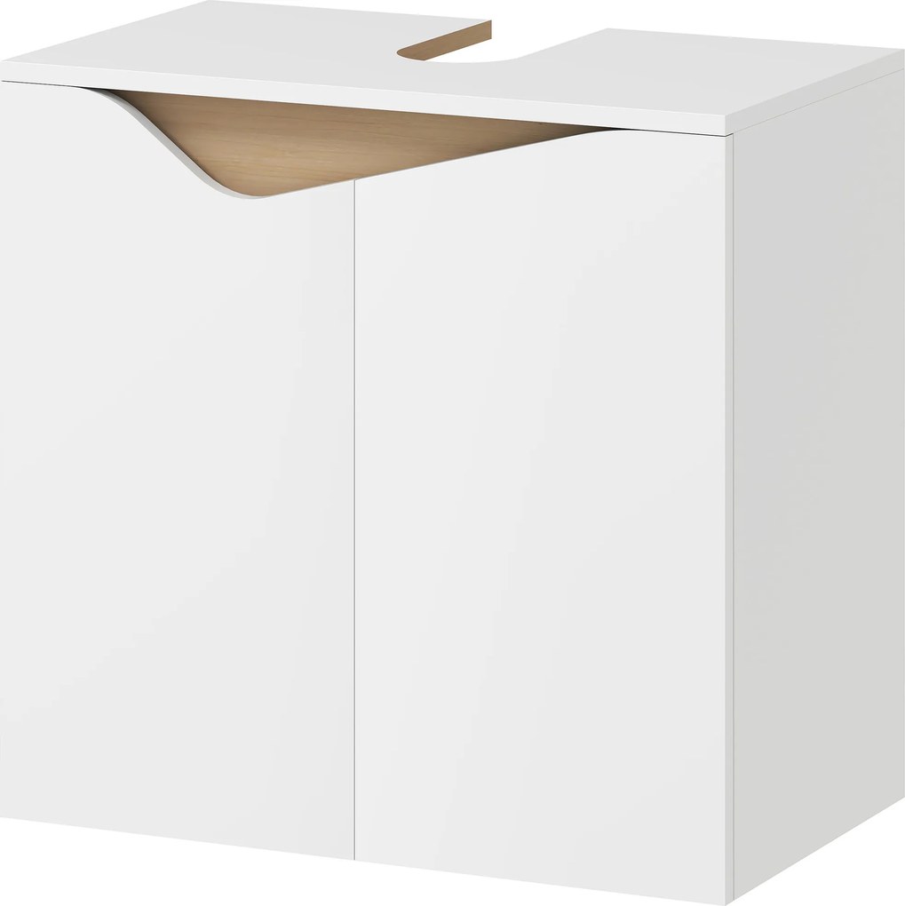 HOMCOM Dulap sub lavoar, dulap de baie cu uși cu închidere silențioasă, Alb, 60 x 35 x 57,9 cm | Aosom Romania