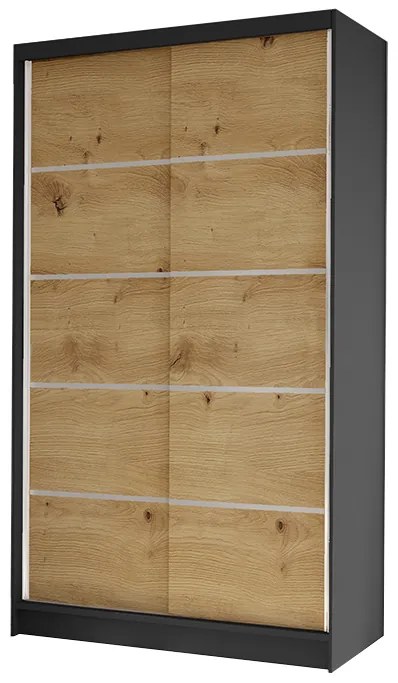 Dulap de haine Delana IV (negru + Stejar artisan). 1047536
