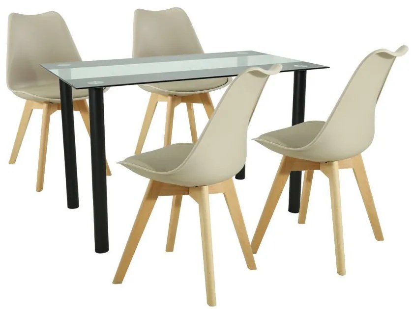 Set de masă Merlo 4+1 bej