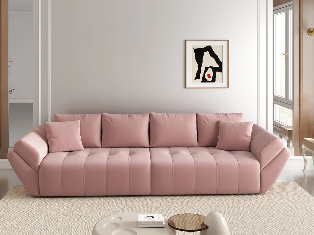 Canapea extensibilă dumonde cu ladă de depozitare si sezut confortabil din spuma high-density, Berlin Royal Pink 300x100 cm