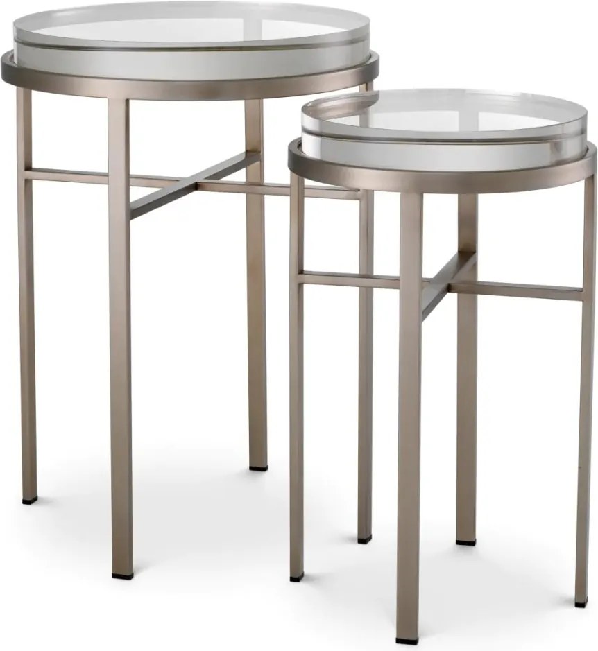 Set de 2 Masute LUX, Otel Periat, Sticla, Hoxton