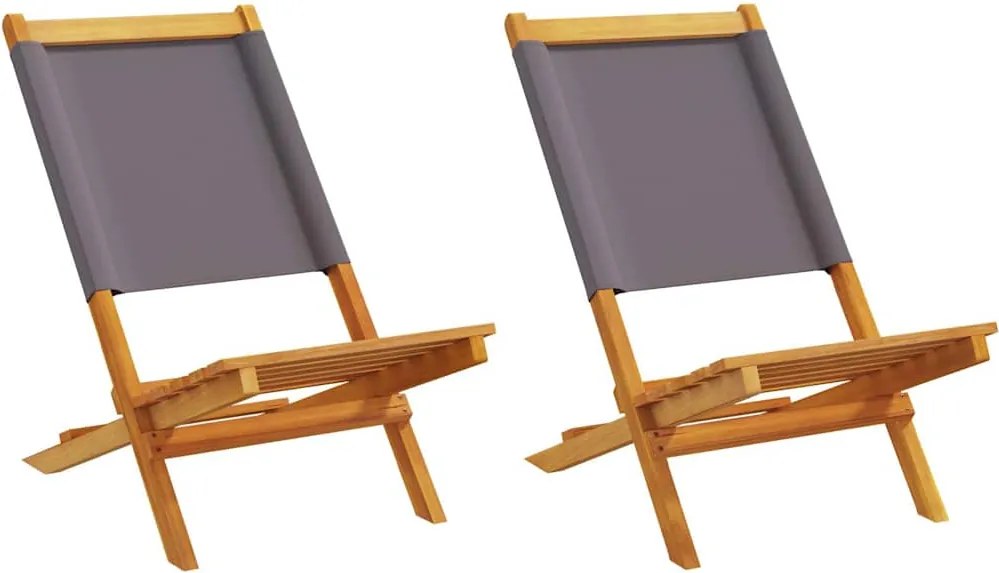 vidaXL Scaune de grădină 2 buc., antracit, lemn masiv acacia și textil