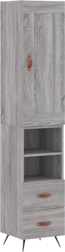 vidaXL Dulap înalt, gri sonoma, 34,5x34x180 cm, lemn prelucrat