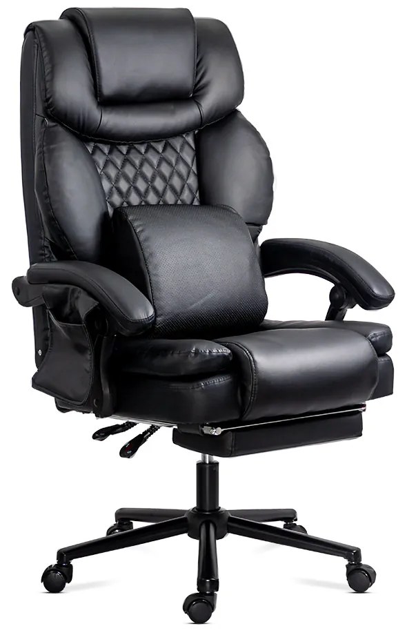 Scaun de birou cu masaj din piele ecologică cu suport pentru picioare OFF 935 negru