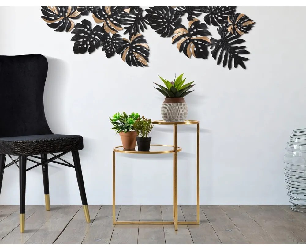 Măsuță de cafea neagră/aurie rotundă 40x50 cm - Mauro Ferretti