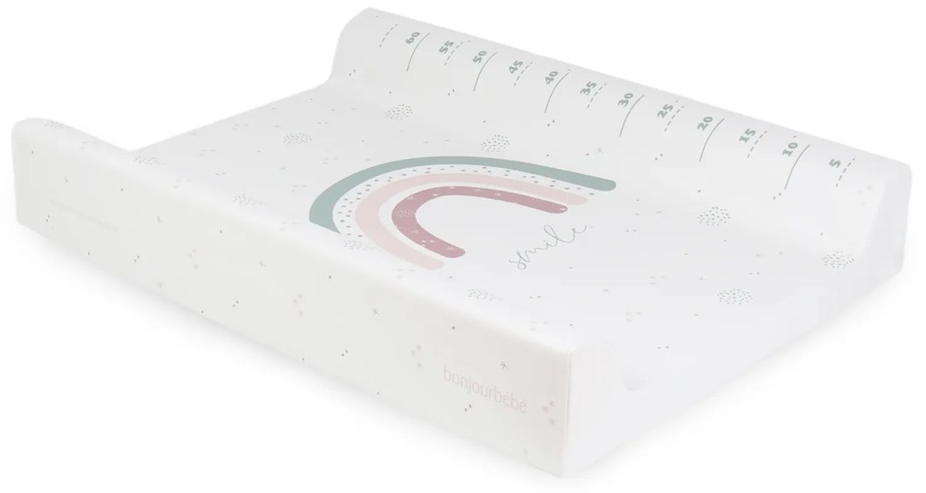 Saltea de infasat cu spate intarit si margini de protectie 50x70 cm, Rainbow Pink