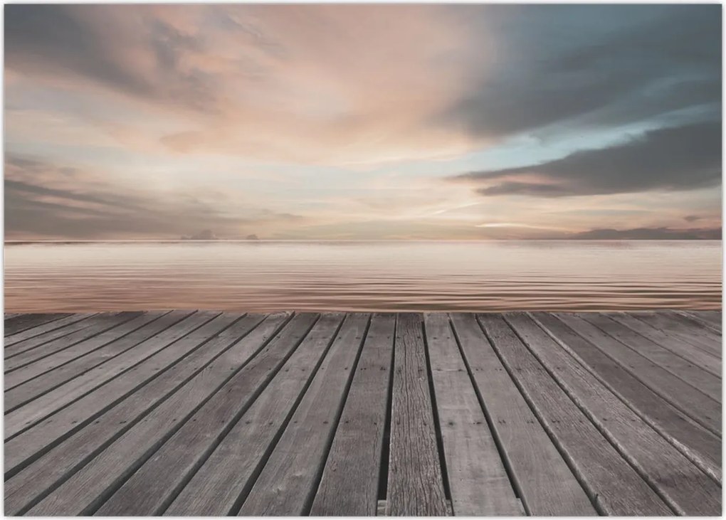 Tablou pe sticlă - Pier la apus de soare (70x50 cm)