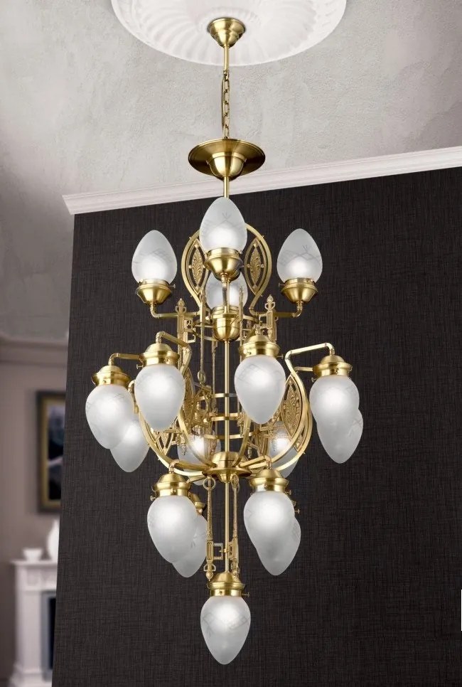 Candelabru cu 17 brate, elegant design LUX Budapest, bronz LU 1440/4+8+4+1 bronze/376 klar-matt OR