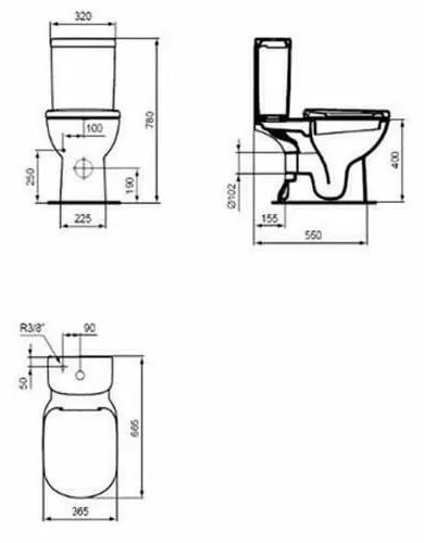 Rezervor pe vas wc Ideal Standard Tempo, alimentare inferioara, alb - T427301