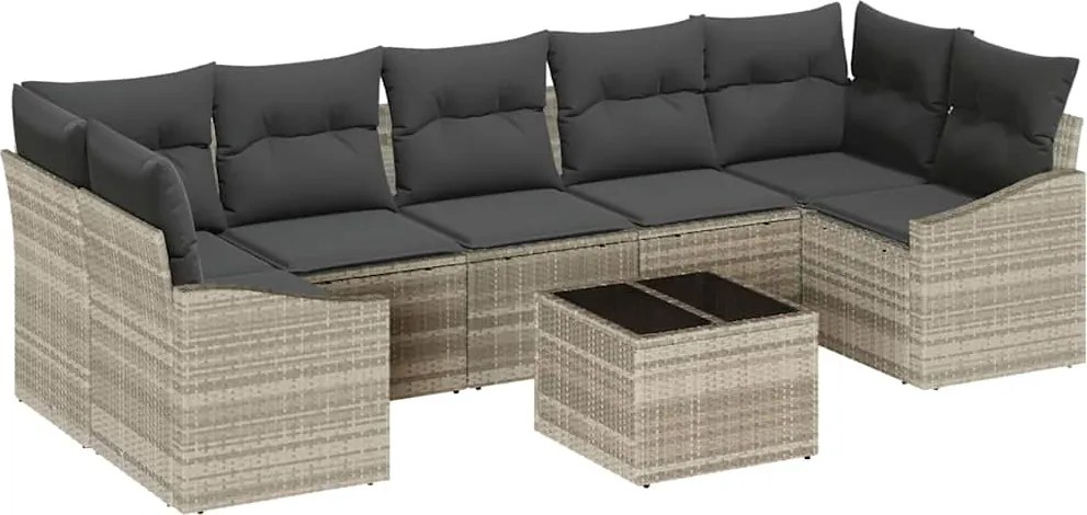 vidaXL Set de canapea cu pernă Gri deschis 55 x 55 x 37 cm poliratan
