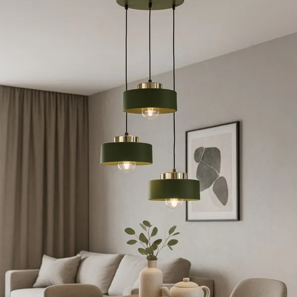 Lampă suspendată pe cablu IGNIA, 3xE27/60W/230V, verde