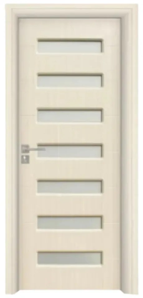 Usa Interior din MDF Novo Doors ND318, Cadru din Lemn Masiv, Geam Sablat, KIT COMPLET, Toc , Manere si balamale incluse (Culoare: Gri deschis, Toc: