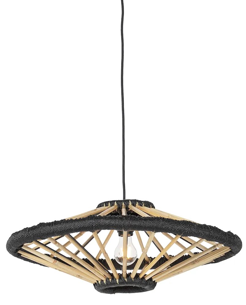 Lampă suspendată orientală din bambus cu negru 60 cm - Evalin