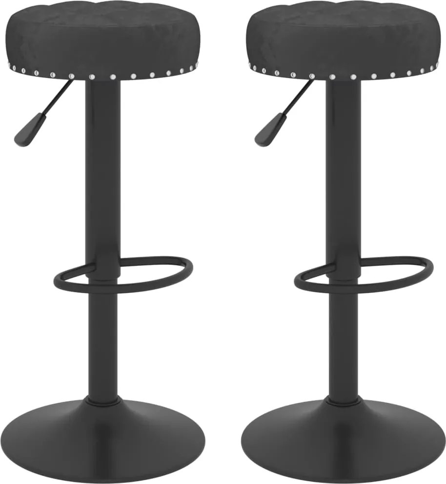 vidaXL Scaune de bar, 2 buc., negru, catifea