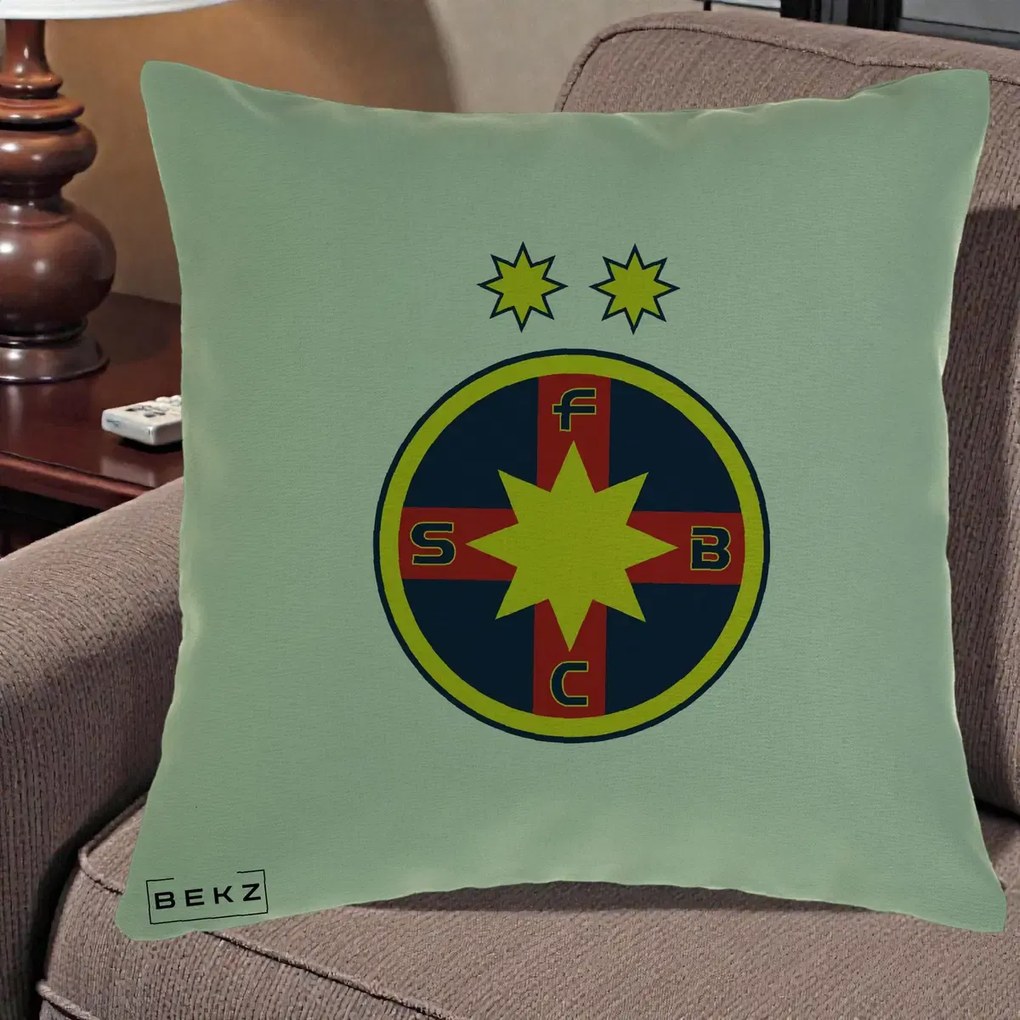 Perna Personalizata FCSB Fotbal Club Steaua Bucuresti, 40x40 cm, Verde, Husa Detasabila, Perna Inclusa, BEKZ®