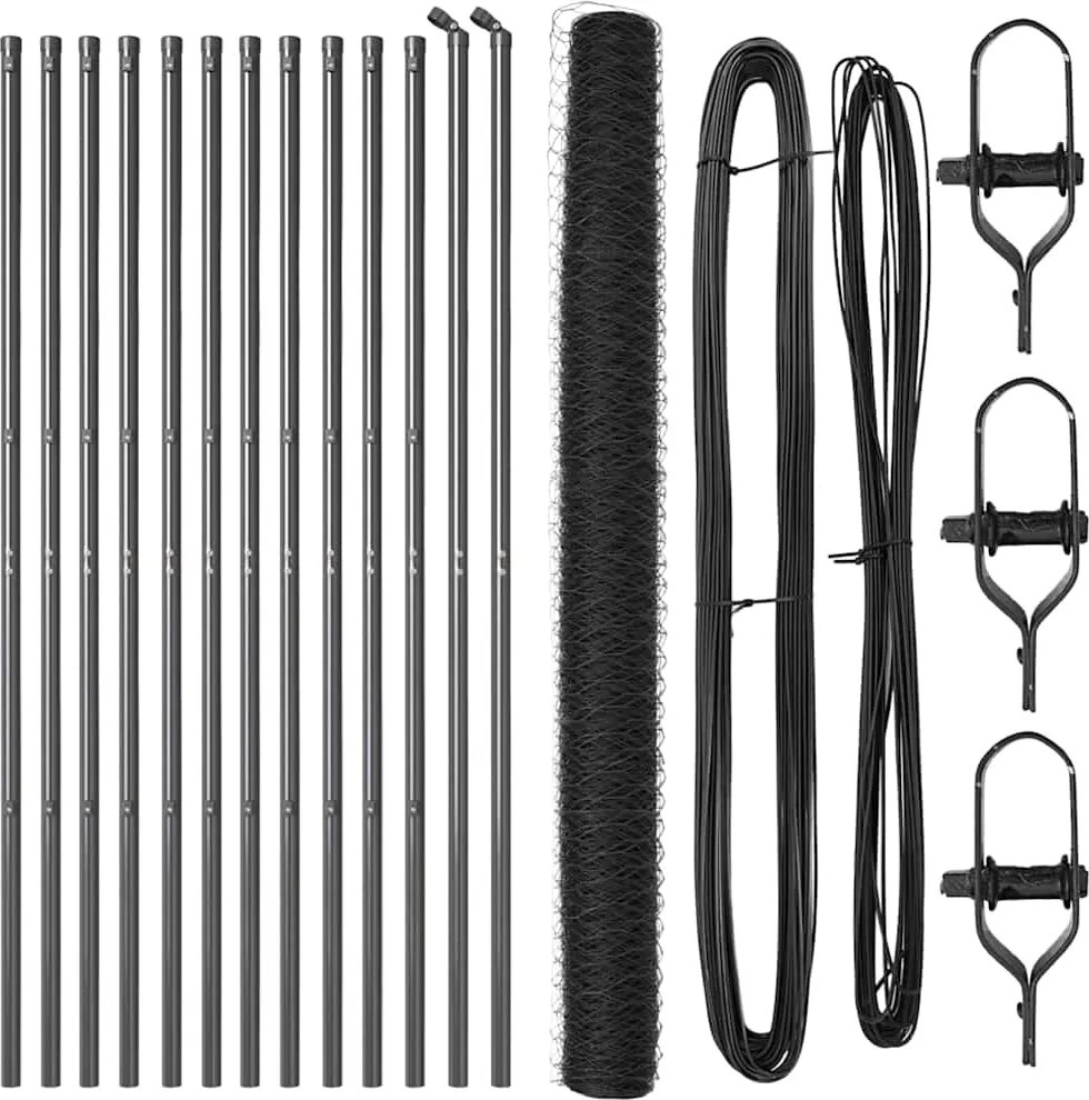 vidaXL Stâlp de gard. Gri 25 x 1,5 m (plasă de 50 mm) Oțel