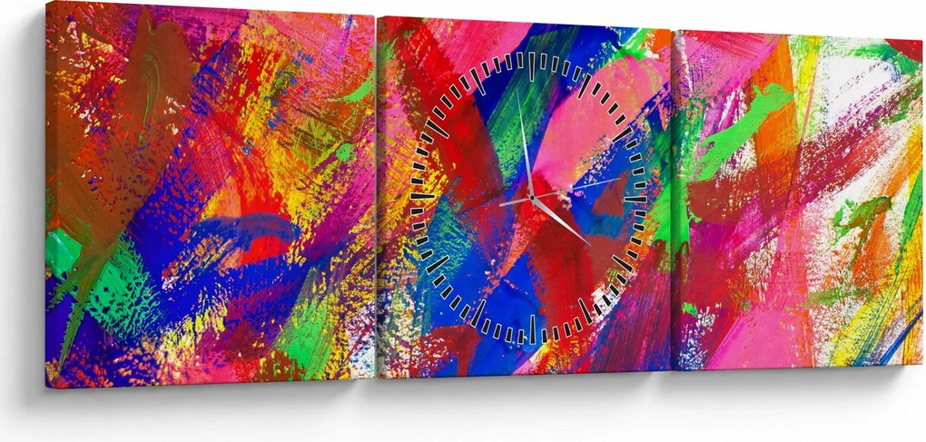 Tablou - Abstract colorat (cu ceas) (90x30 cm)