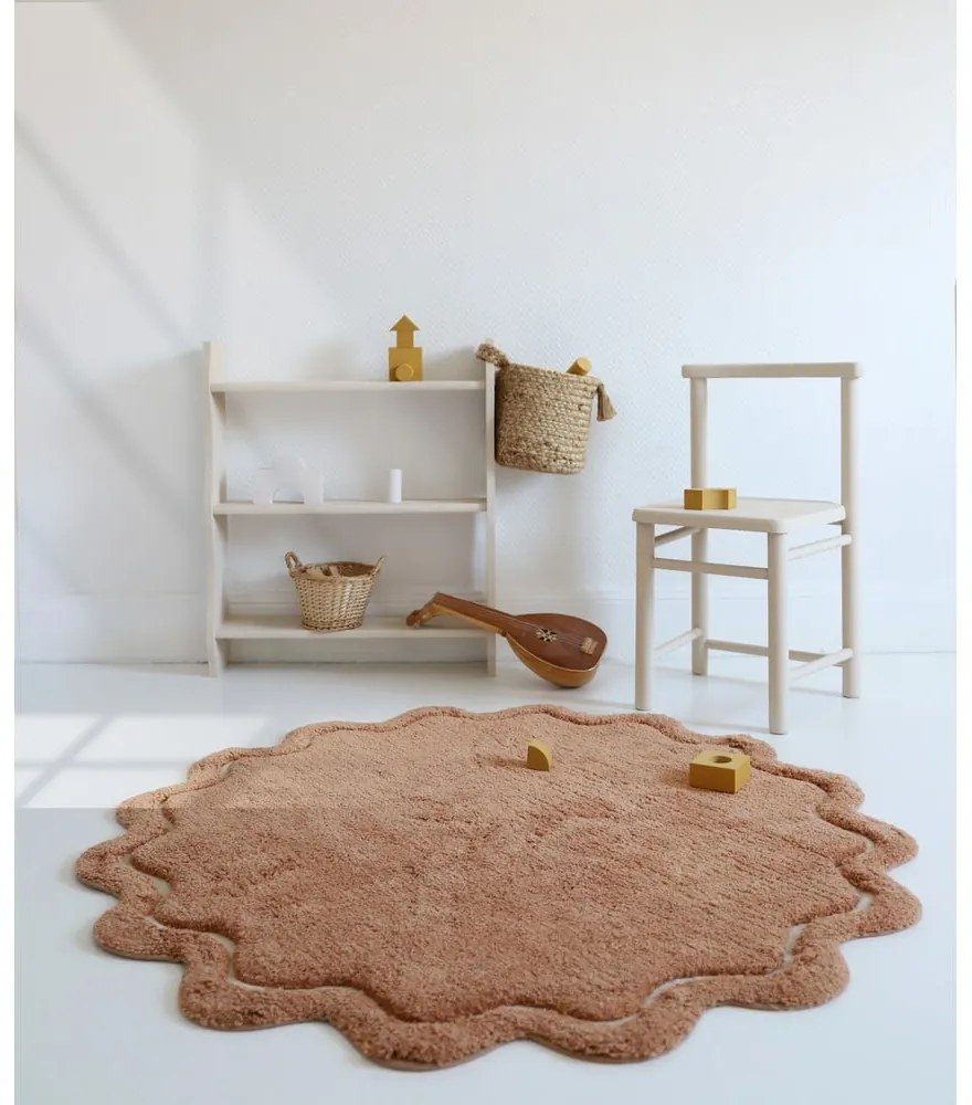 Covor cărămiziu lavabil țesut manual rotund din bumbac ø 110 cm Sweet April Toffee – Nattiot