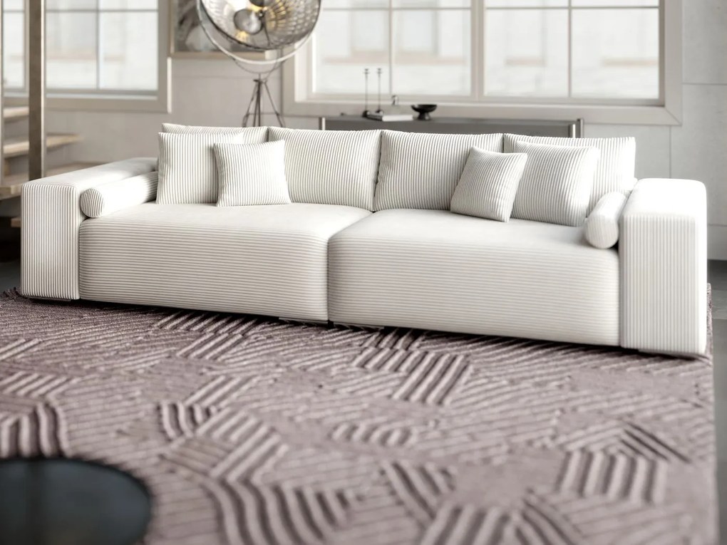 Canapea extensibilă dumonde cu ladă de depozitare si sezut confortabil din spuma high-density, Marbela Zoom Cream XXL 295x100 cm