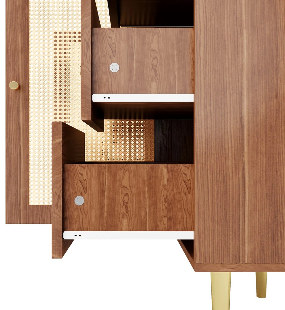 Comodă din ratan cu sertare, Maro | Aosom Romania