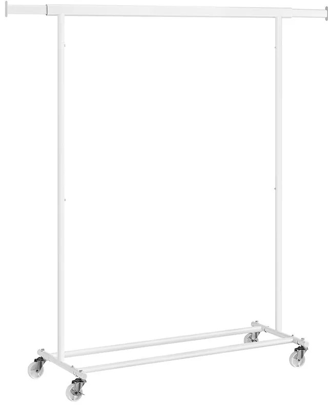 Suport pentru haine reglabil pe înălțime cu roți, alb
