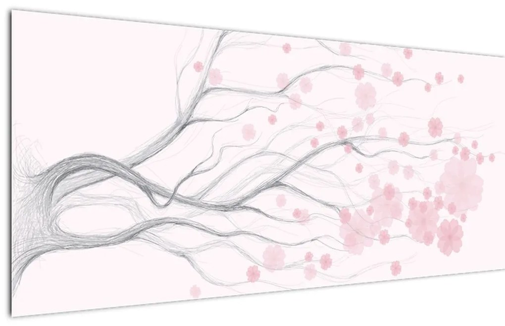 Tablou - Flori roz (120x50 cm)