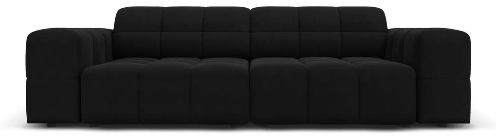 Canapea Jennifer cu 3 locuri si tapiterie din catifea, negru