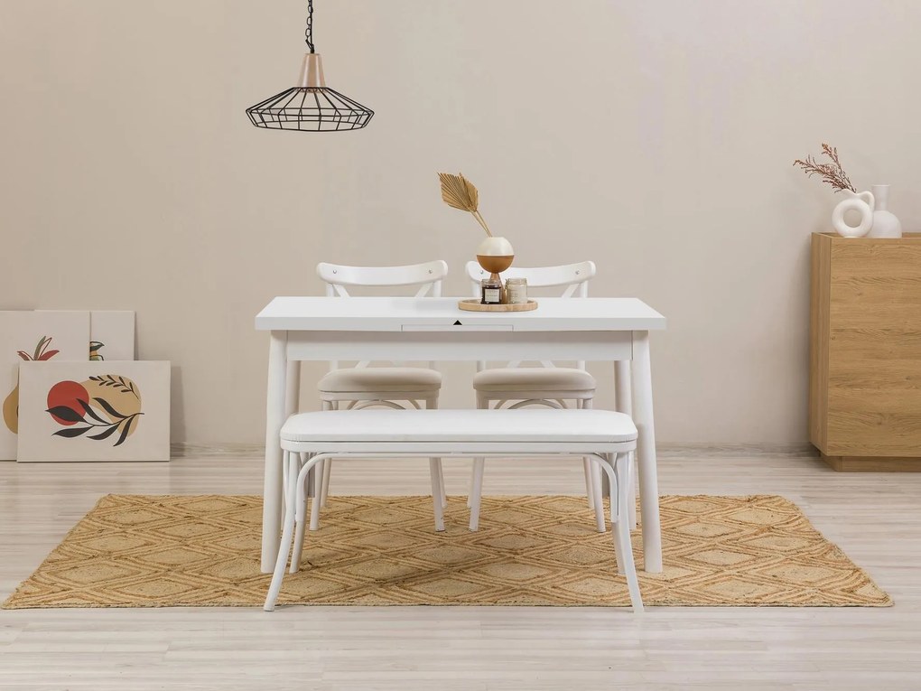 Set mobilier sufragerie Duvasa 8 (alb) (pentru 4 persoane). 1093792