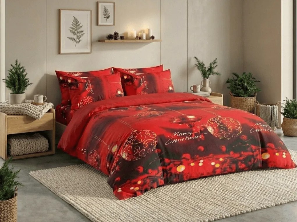 Lenjerie cocolino MERRY CHRISTMAS rosie Dimensiune lenjerie de pat: 70 x 90 cm | 140 x 200 cm