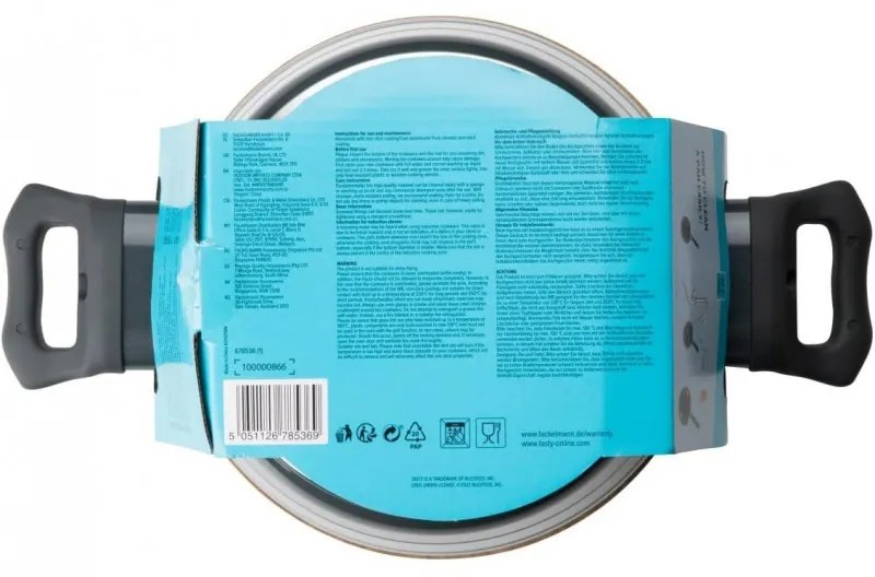 Oala cu capac de sticla Tasty 678536, 20 cm, 2.5 l, Manere moi, Aluminiu, Acoperire antiaderenta, Gri