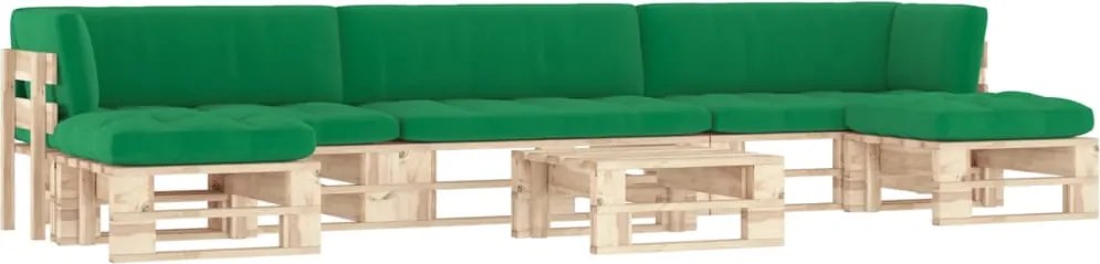 vidaXL Set mobilier de grădină cu perne, 6 piese, lemn pin tratat