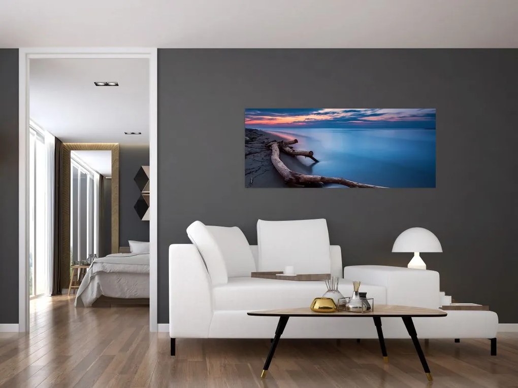 Tablou cu plaja în apus de soare (120x50 cm)