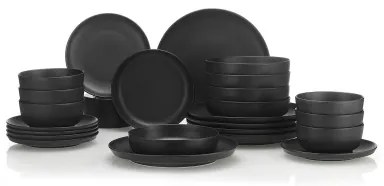 Set de veselă, 24 piese, porțelan negru