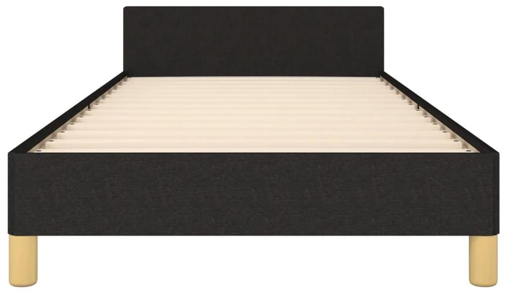 Cadru de pat cu tablie, negru, 100x200 cm, textil Negru, 100 x 200 cm, Benzi verticale