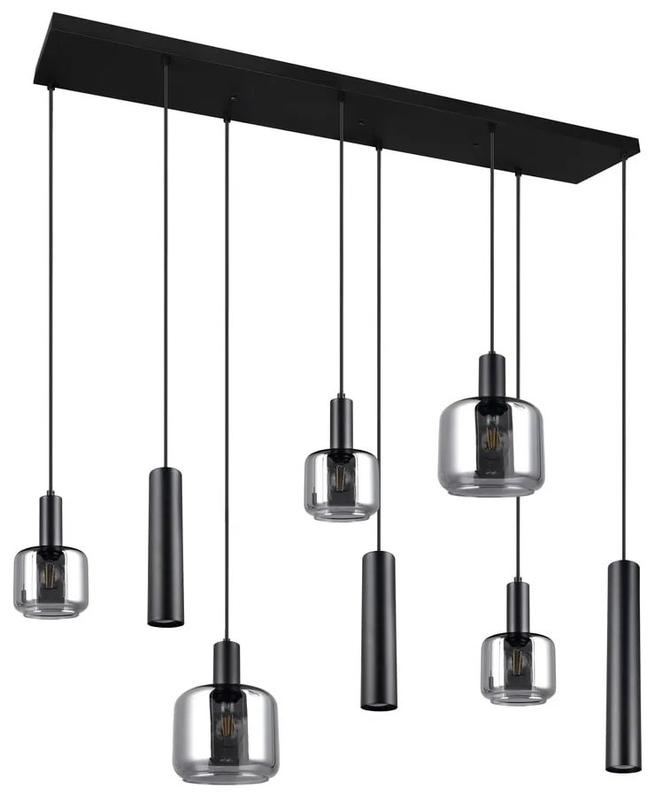 Lustră neagră cu abajur din metal/cu abajur din sticlă Mataro – Trio