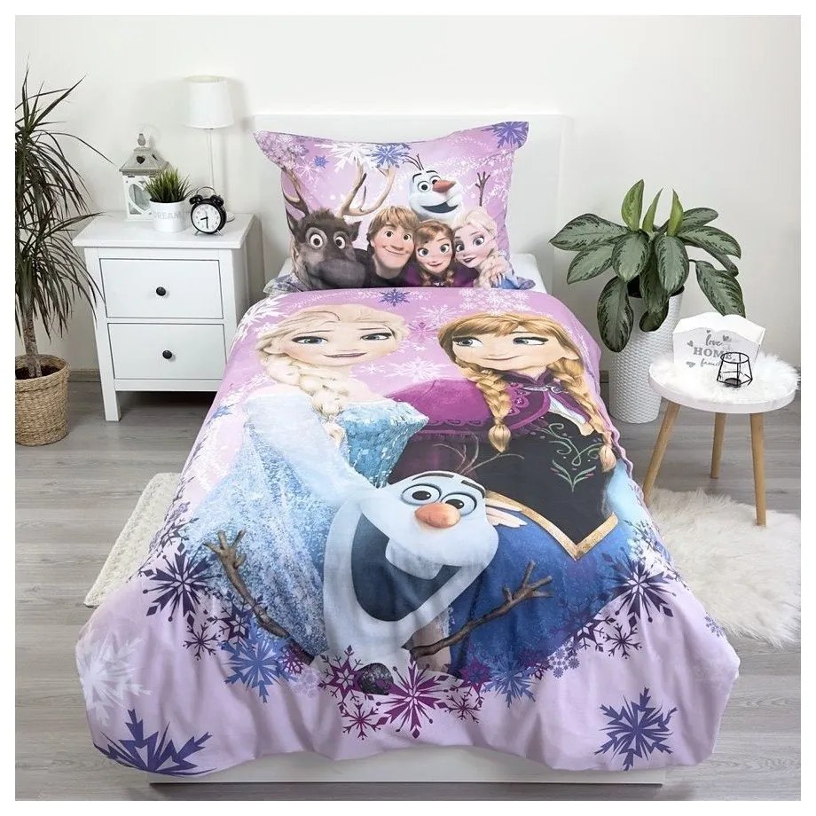 Lenjerie de pat pentru copii din bumbac pentru pat de o persoană 140x200 cm Frozen – Jerry Fabrics