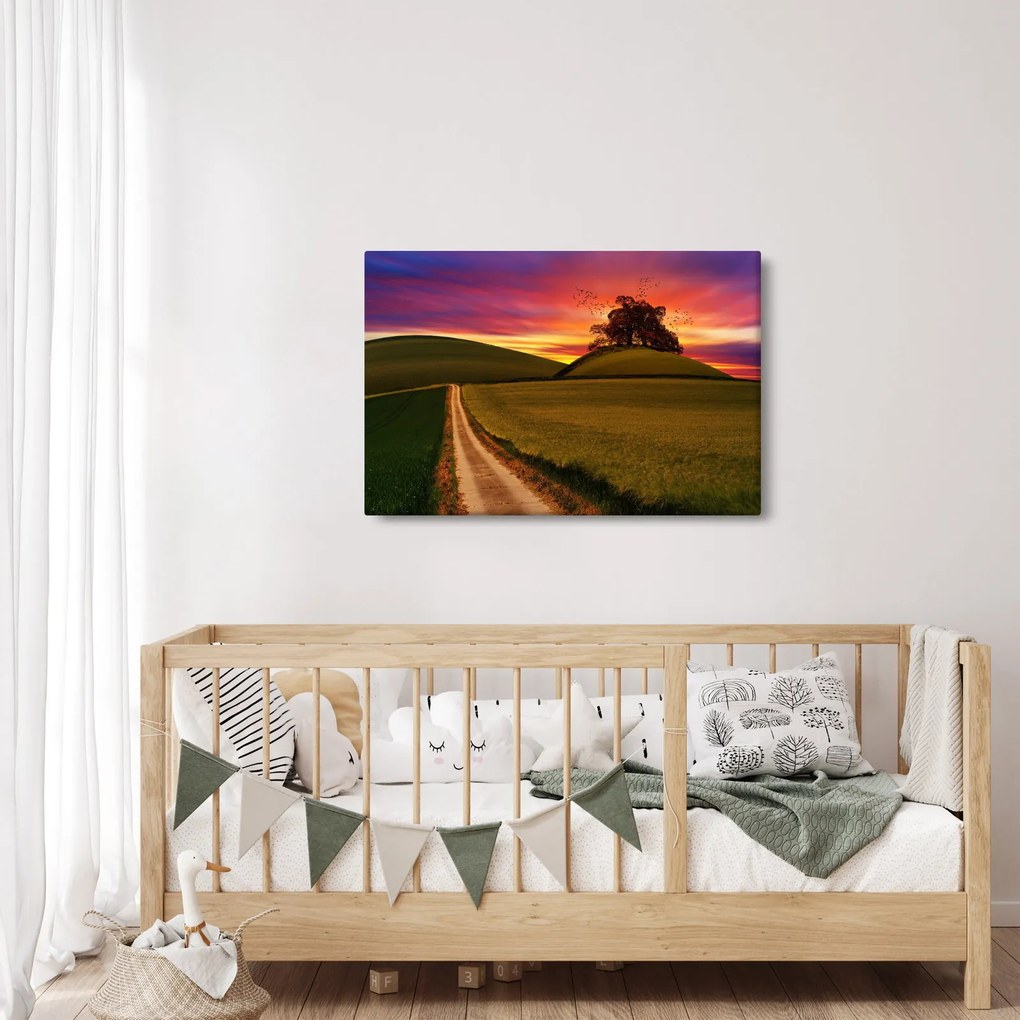 Tablou câmpului cu apus de soare (90x60 cm)