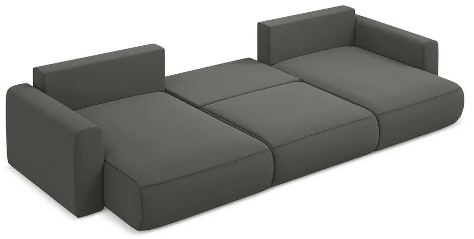 Colțar gri închis extensibil/cu spațiu de depozitare cu tapițerie din catifea (în formă de "U") Kapua – Makamii