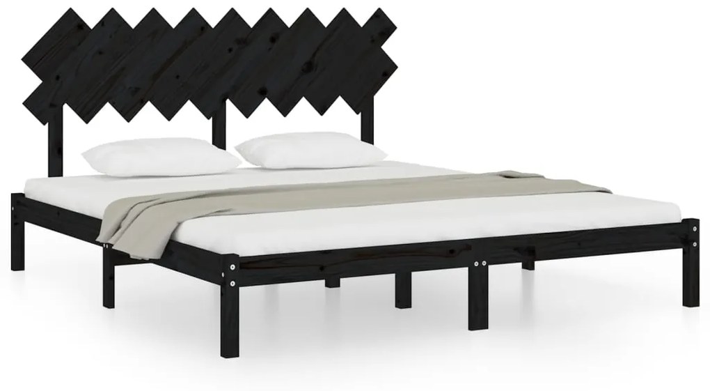 3104887 vidaXL Cadru de pat Super King, negru, 180x200 cm, lemn masiv