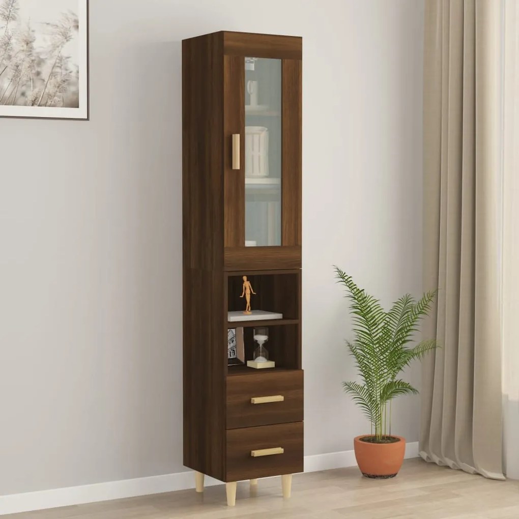 3115379 vidaXL Dulap înalt, stejar maro, 34,5x34x180 cm, lemn prelucrat