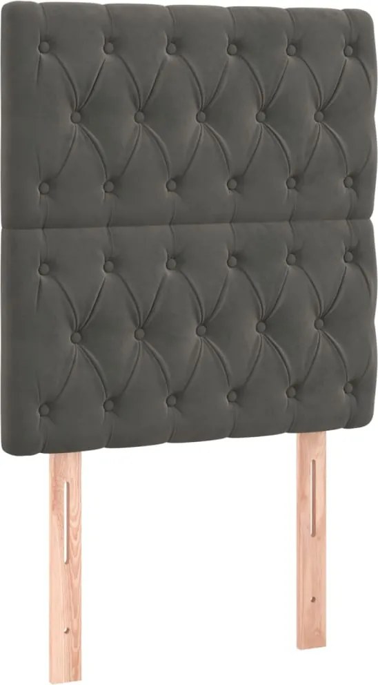 vidaXL Tăblie de pat gri închis 80x7x118/128 cm catifea