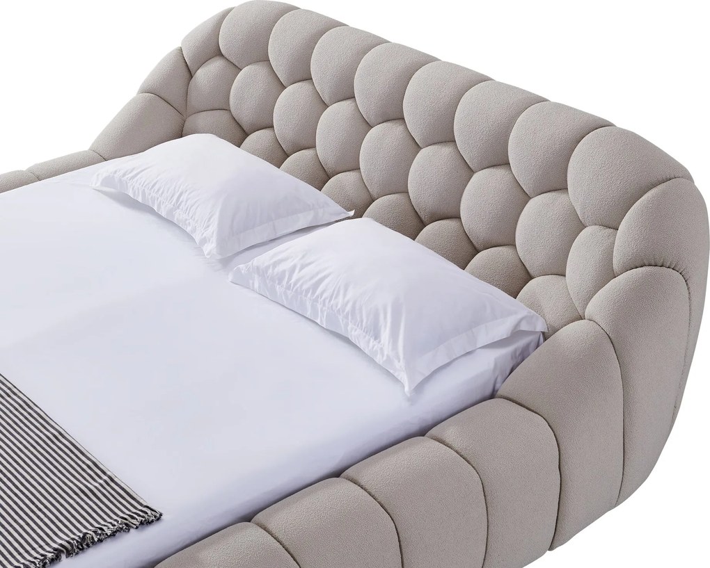 Pat dormitor dumonde, tapitat bej, Bubble 180x200 cm