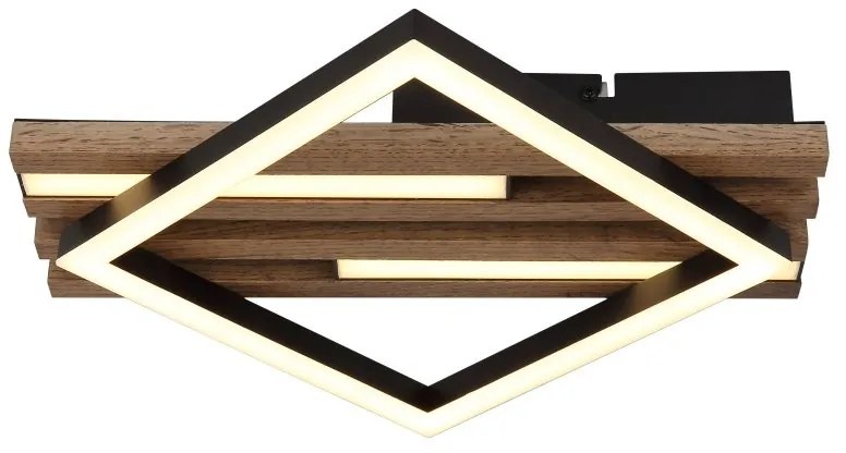 Plafoniera LED riflaj MDF cu efect de lemn OBRIEN