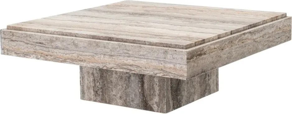 Masuta de Cafea Design LUX, Travertin, Silver, Sartoria, 83x83cm