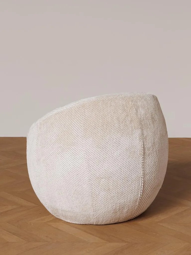 Fotoliu rotund, crem, din catifea, Gelato Vanilla