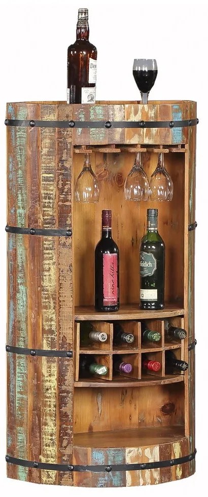 Dulap vinotecă în culoare naturală din lemn reciclat număr sticle 8, 60x115 cm Kaveri – Interia Home &amp; Living