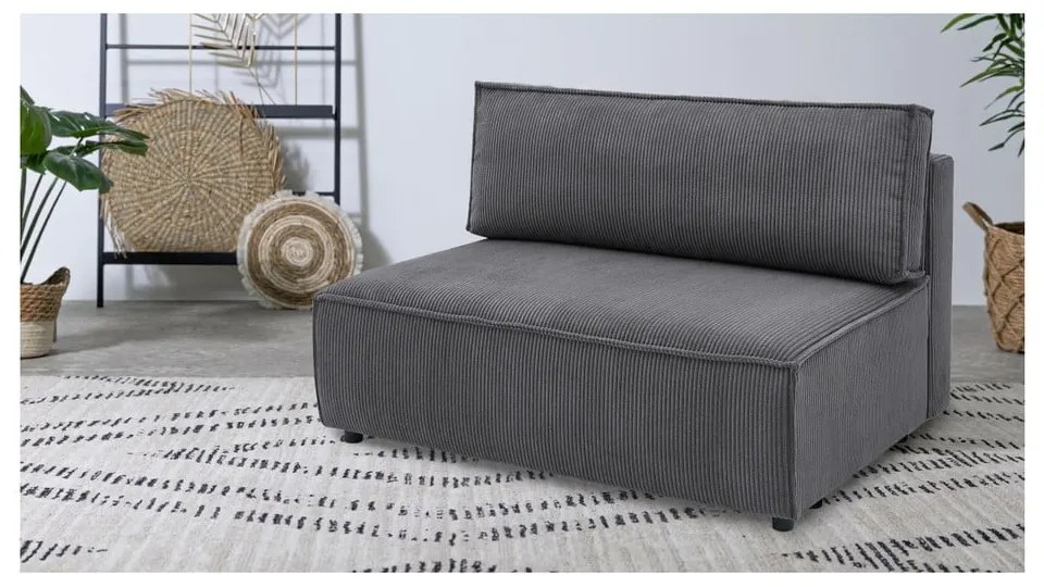 Modul pentru canapea gri închis cu tapițerie din catifea reiată (de mijloc) Nihad modular – Bobochic Paris