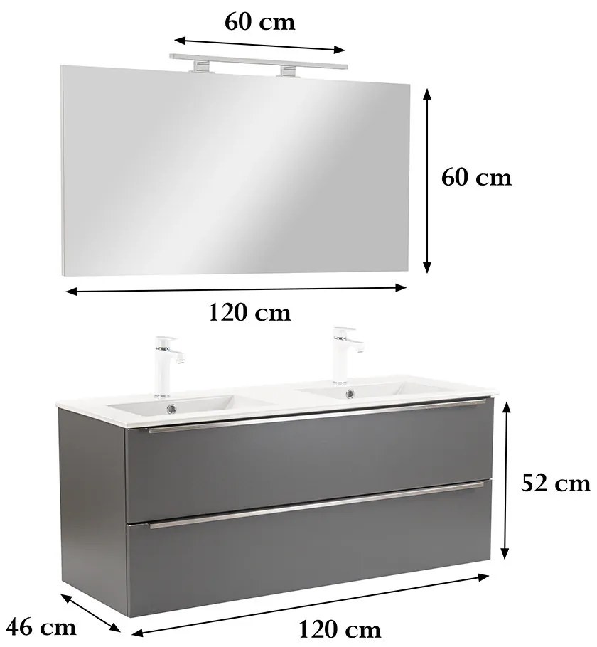 Mobilier complet de baie Vario Trim 120 antracit-antracit