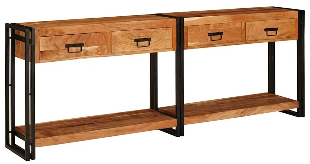 vidaXL Mese consolă 2 pcs Maro 200 x 33 x 75 cm Lemn masiv de acacia